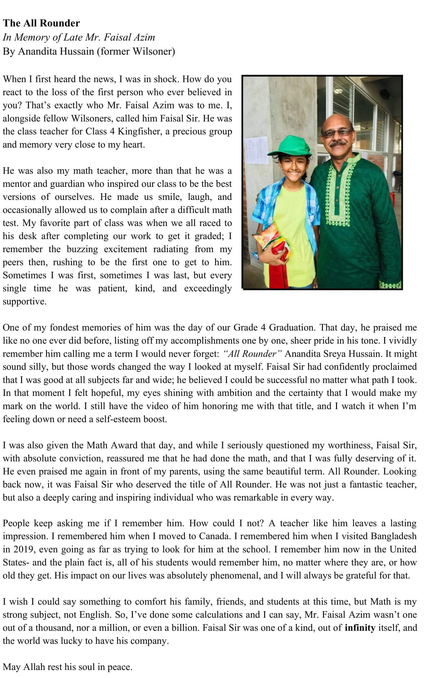 The All Rounder by Anandita Hussain Former Wilsoner-1