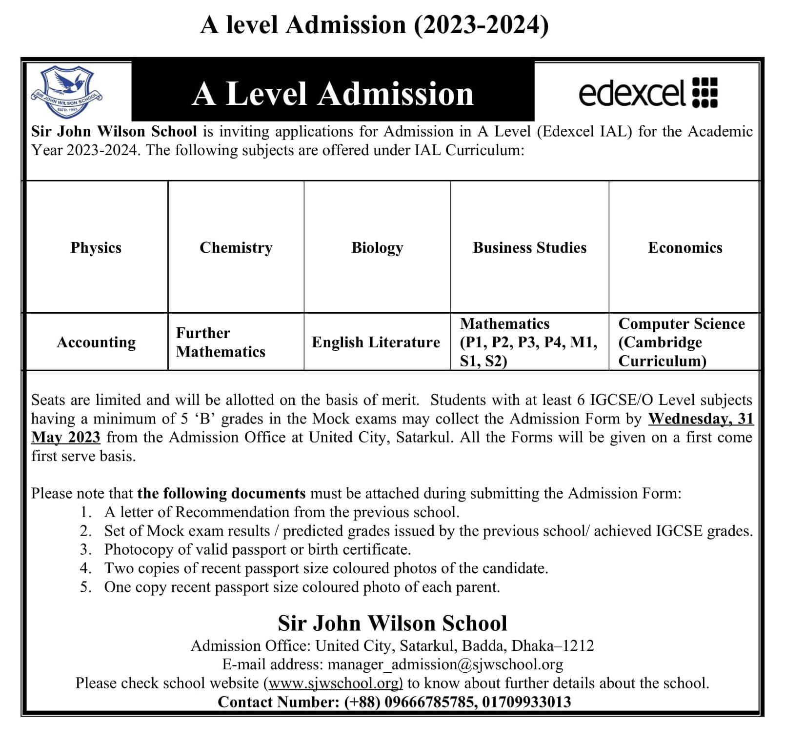 A-Level Admission Notice 2023-24 for website-1
