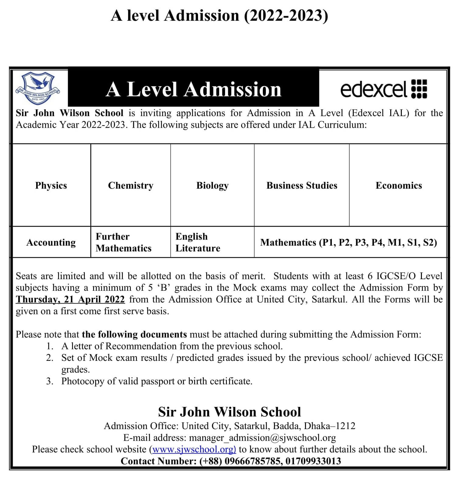 A-Level Admission Notice 2022-23 for website-1