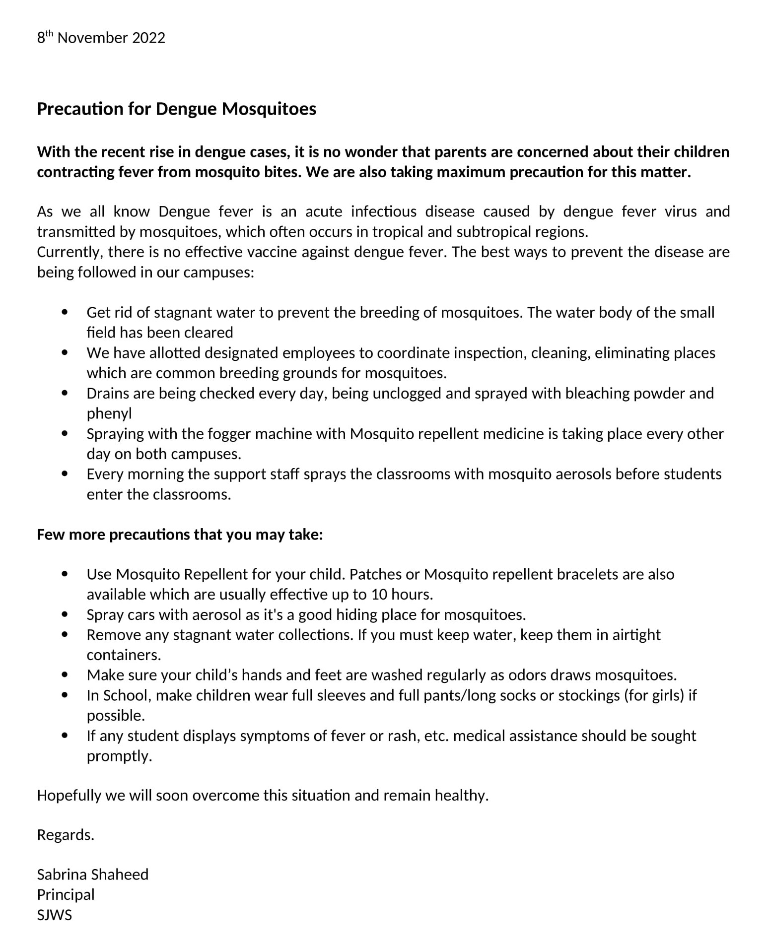 Precaution for Dengue Mosquitoes ss-1