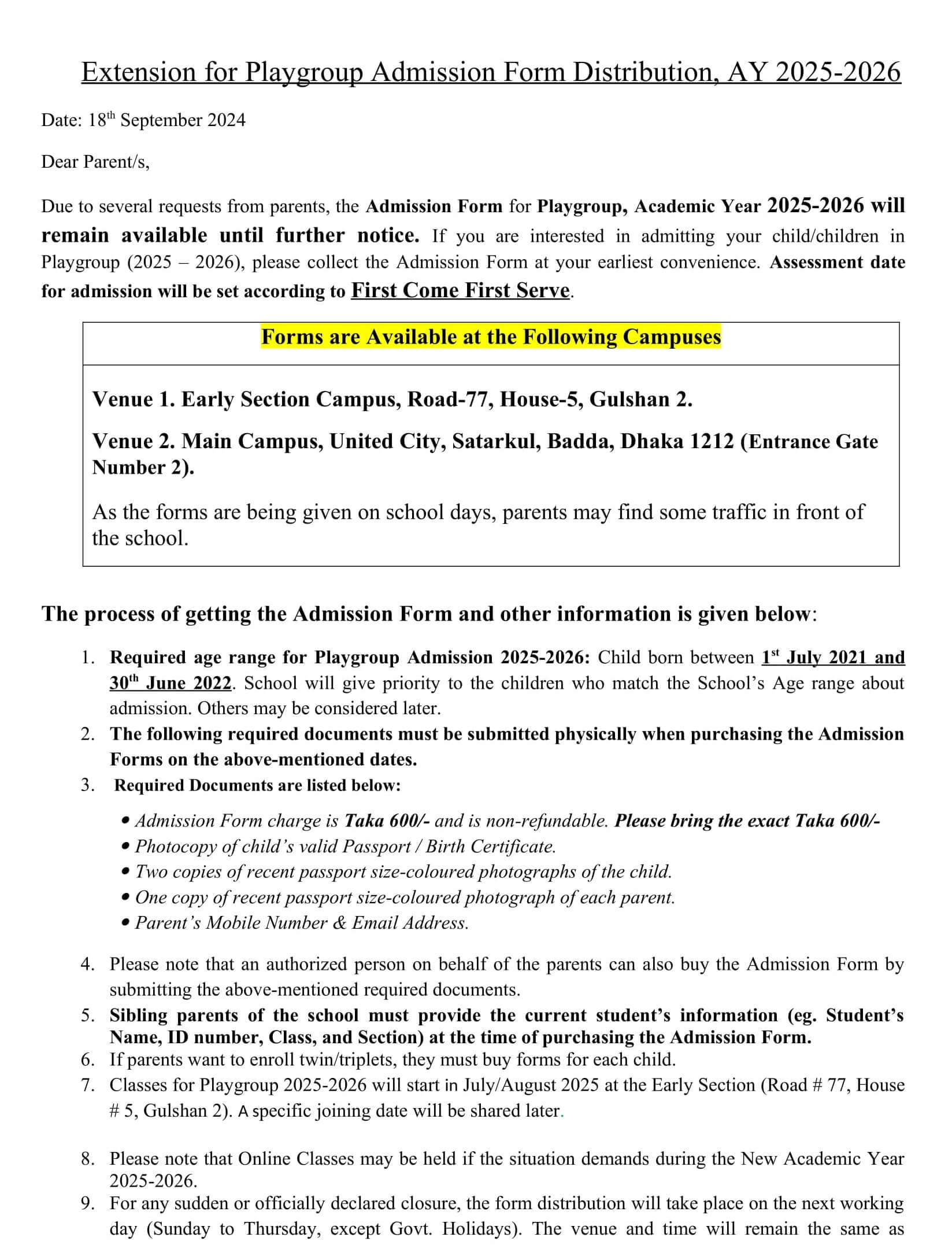 PG 2025-26 Extension for Admission Form Distribution 18.9.24 V2-1