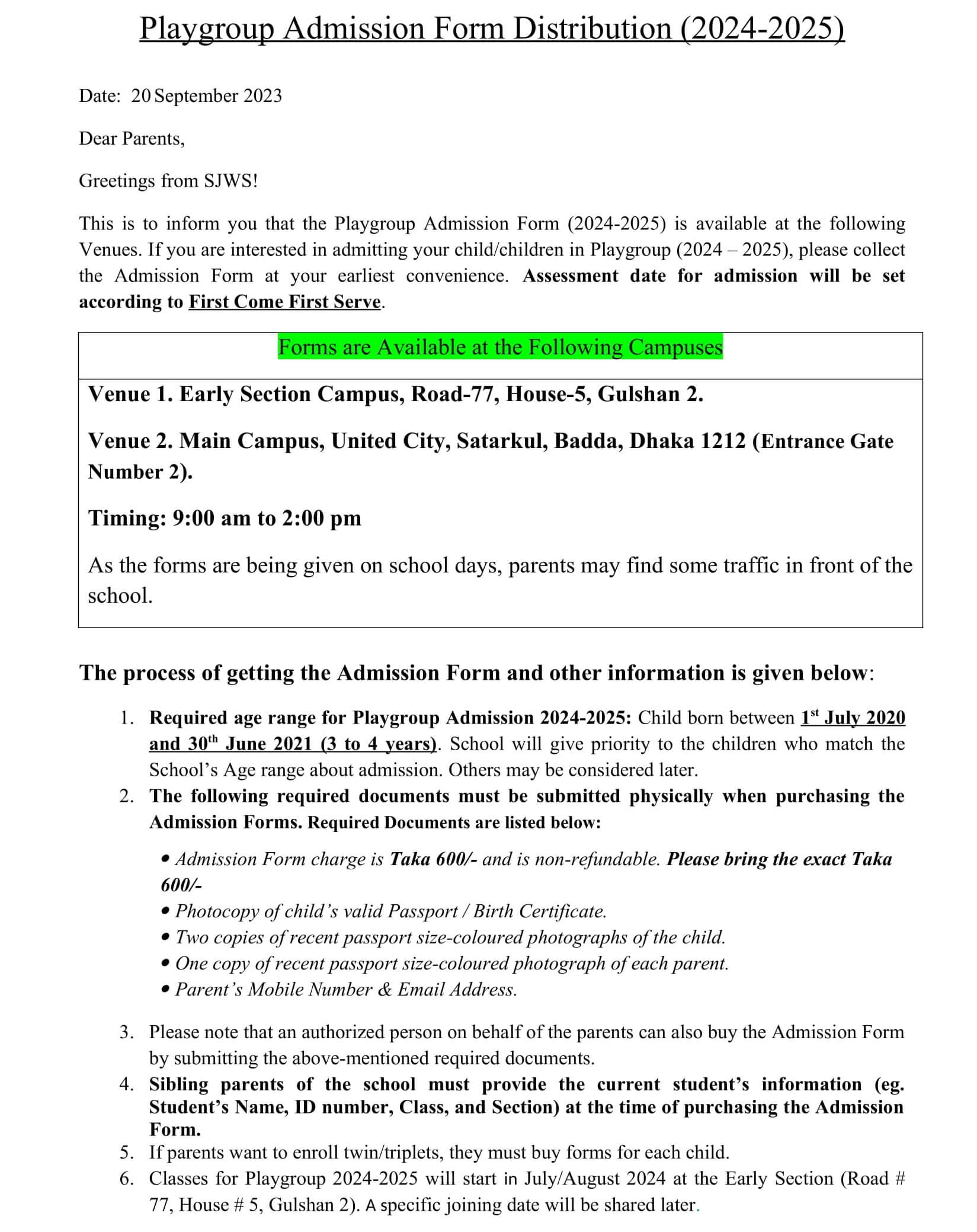 PG Admission Form Distribution 2024-25-1