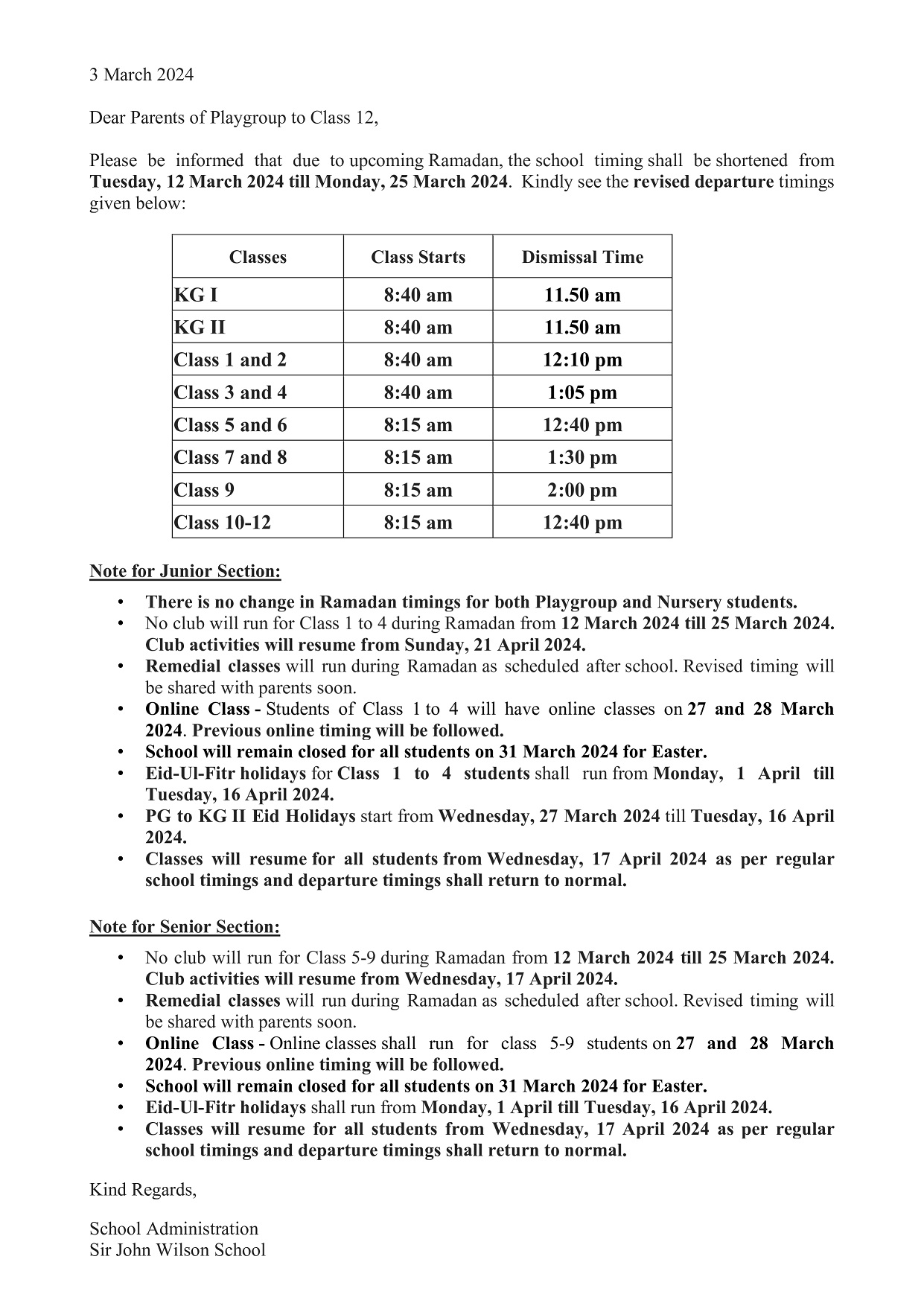 Ramadan notice 05-03-2024