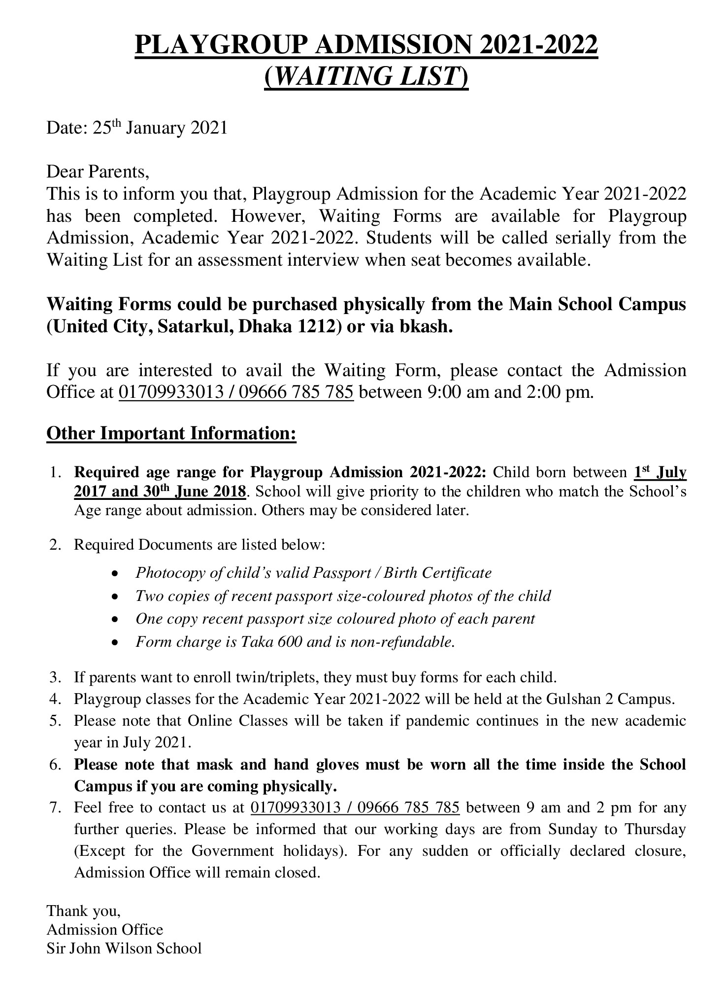 Waiting-Form-for-PLAYGROUP-ADMISSION- 2021-2022 